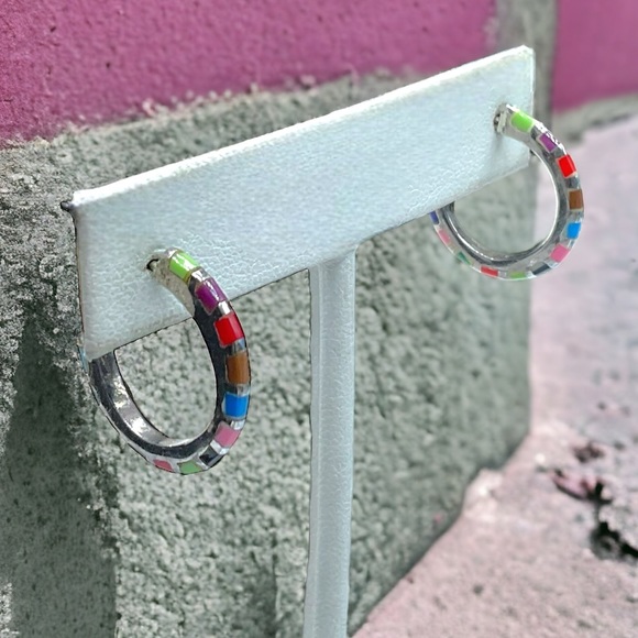 🌺Native American Sterling & Inlaid Stone Earrings - Picture 6 of 10